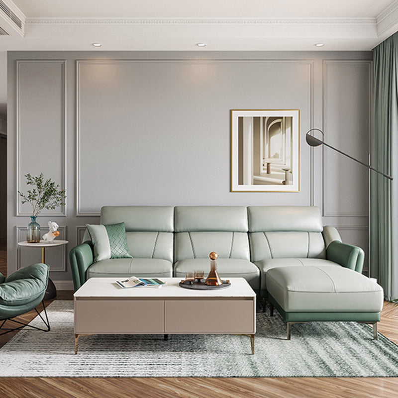 37.8 "W echt lederen vierkante arm sectionals bank, moderne Chesterfield Sectionals