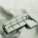 37.8"W Genuine Leather Square Arm Sectionals Sofa, Modern Chesterfield Sectionals