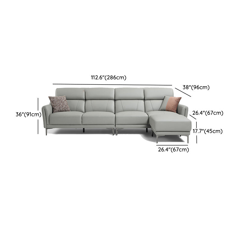 37.8 "W echt lederen vierkante arm sectionals bank, moderne Chesterfield Sectionals