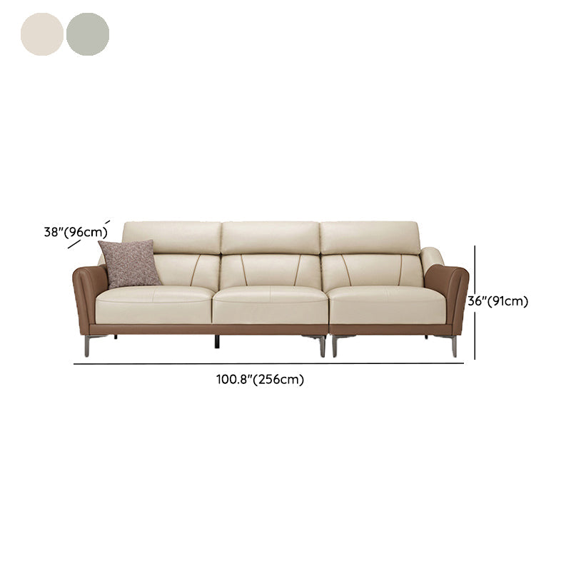 37.8 "W echt lederen vierkante arm sectionals bank, moderne Chesterfield Sectionals