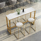 Glam Rectangle Bar Table Set 1/5 Pcs Metal Frame Bar Table with Upholstered Stools Table & Chair(s) 39.4"L x 15.7"W x 41.3"H White-Gold Clearhalo 'Bar Furniture' 'furn' 'furn_home_bar_bar_sets' 'Furniture' 'Home Bars & Bar Sets' 'home_bar_bar_sets' 'Kitchen & Dining Furniture' 7567663