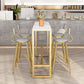 Glam Rectangle Bar Table Set 1/5 Pcs Metal Frame Bar Table with Upholstered Stools Table & Chair(s) 39.4"L x 15.7"W x 41.3"H Gold-grey Clearhalo 'Bar Furniture' 'furn' 'furn_home_bar_bar_sets' 'Furniture' 'Home Bars & Bar Sets' 'home_bar_bar_sets' 'Kitchen & Dining Furniture' 7567666