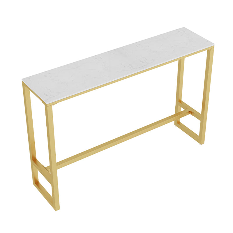 Glam Rectangle Bar Table Set 1/5 Pcs Metal Frame Bar Table with Upholstered Stools Table White-Gold Clearhalo 'Bar Furniture' 'furn' 'furn_home_bar_bar_sets' 'Furniture' 'Home Bars & Bar Sets' 'home_bar_bar_sets' 'Kitchen & Dining Furniture' 7567671