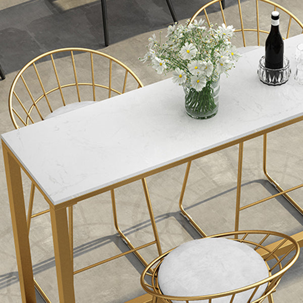 Glam Rectangle Bar Table Set 1/5 Pcs Metal Frame Bar Table with Upholstered Stools Clearhalo 'Bar Furniture' 'furn' 'furn_home_bar_bar_sets' 'Furniture' 'Home Bars & Bar Sets' 'home_bar_bar_sets' 'Kitchen & Dining Furniture' 7567672