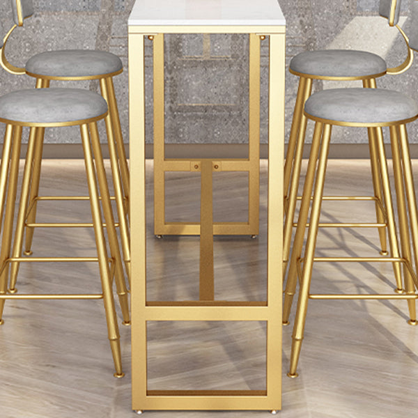 Glam Rectangle Bar Table Set 1/5 Pcs Metal Frame Bar Table with Upholstered Stools Clearhalo 'Bar Furniture' 'furn' 'furn_home_bar_bar_sets' 'Furniture' 'Home Bars & Bar Sets' 'home_bar_bar_sets' 'Kitchen & Dining Furniture' 7567673
