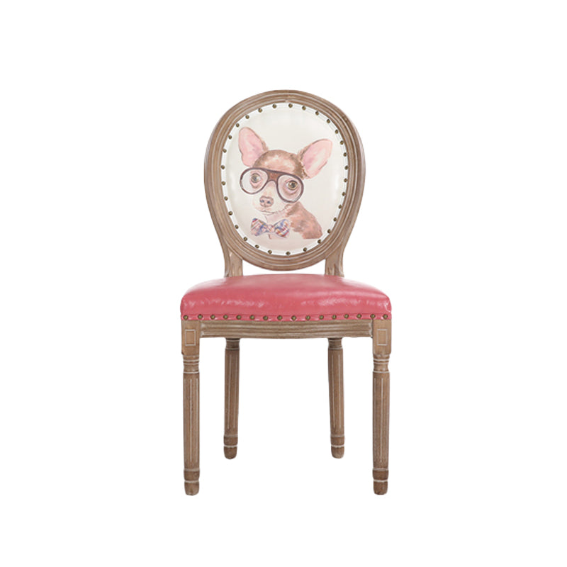 French Country Upholstered Armless Chair Home Solid Wood Dining Chair Pink 1 Piece Clearhalo 'Dining Chairs' 'Dining Tables & Seating' 'dining_chair' 'furn' 'furn_dining_chair' 'Furniture' 'Kitchen & Dining Furniture' 7567735