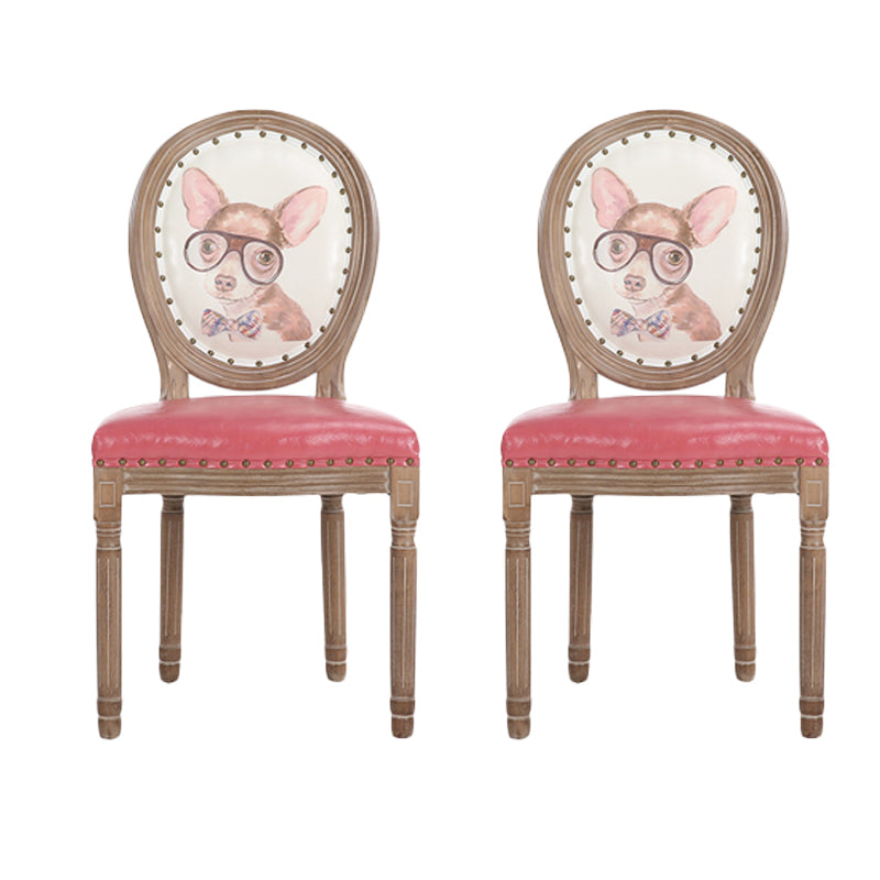 French Country Upholstered Armless Chair Home Solid Wood Dining Chair Pink 2 Piece Set Clearhalo 'Dining Chairs' 'Dining Tables & Seating' 'dining_chair' 'furn' 'furn_dining_chair' 'Furniture' 'Kitchen & Dining Furniture' 7567740