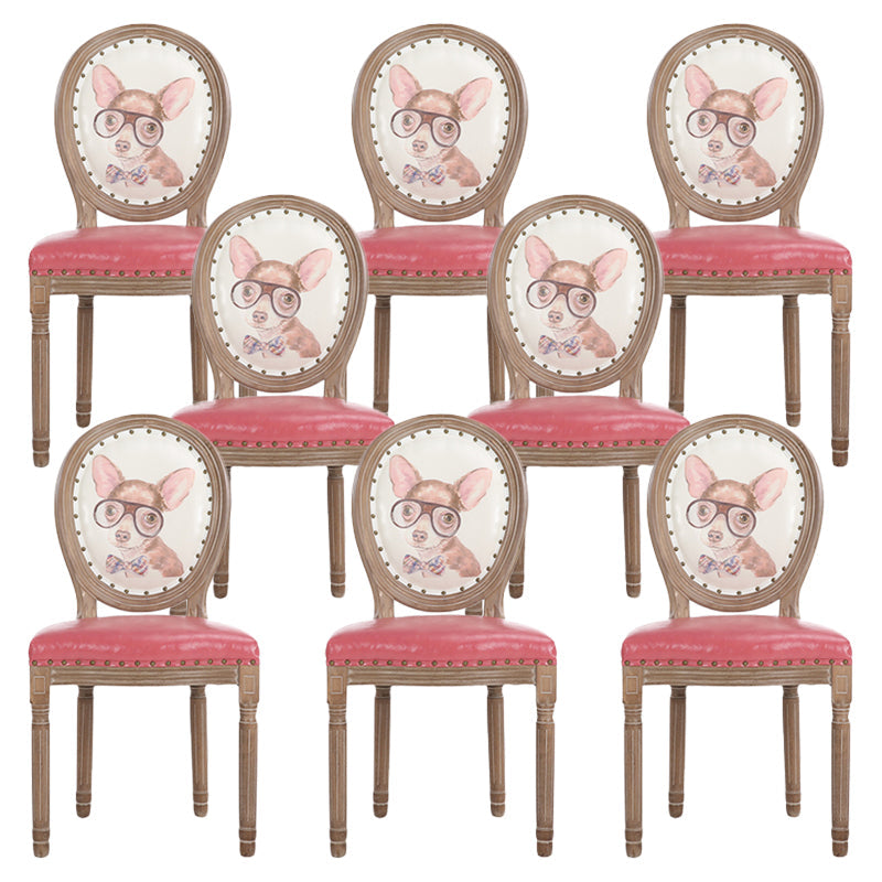 French Country Upholstered Armless Chair Home Solid Wood Dining Chair Pink 8 Piece Set Clearhalo 'Dining Chairs' 'Dining Tables & Seating' 'dining_chair' 'furn' 'furn_dining_chair' 'Furniture' 'Kitchen & Dining Furniture' 7567747