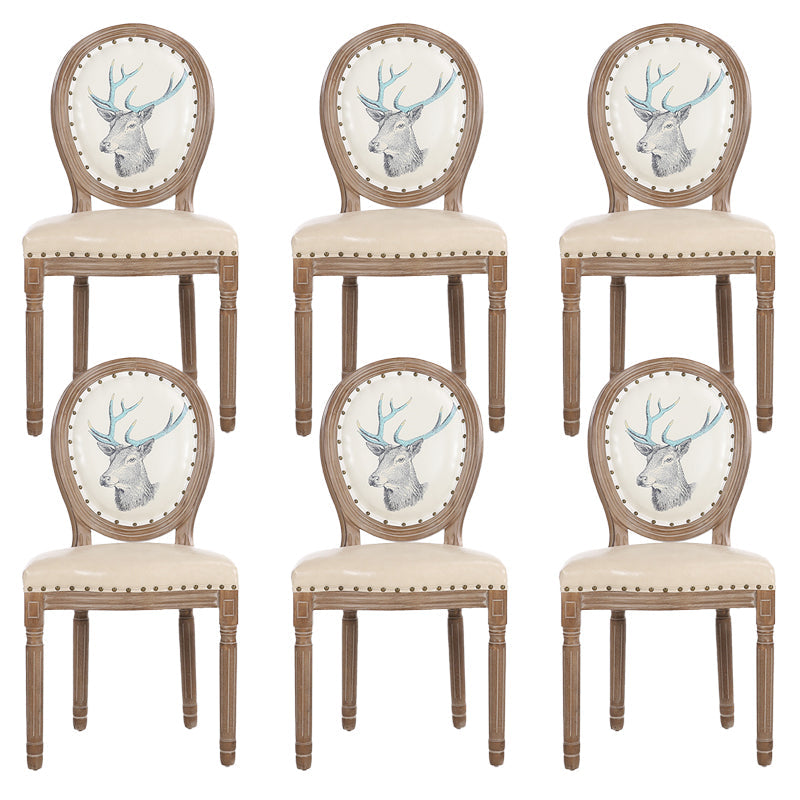 French Country Upholstered Armless Chair Home Solid Wood Dining Chair Yellow 6 Piece Set Clearhalo 'Dining Chairs' 'Dining Tables & Seating' 'dining_chair' 'furn' 'furn_dining_chair' 'Furniture' 'Kitchen & Dining Furniture' 7567752