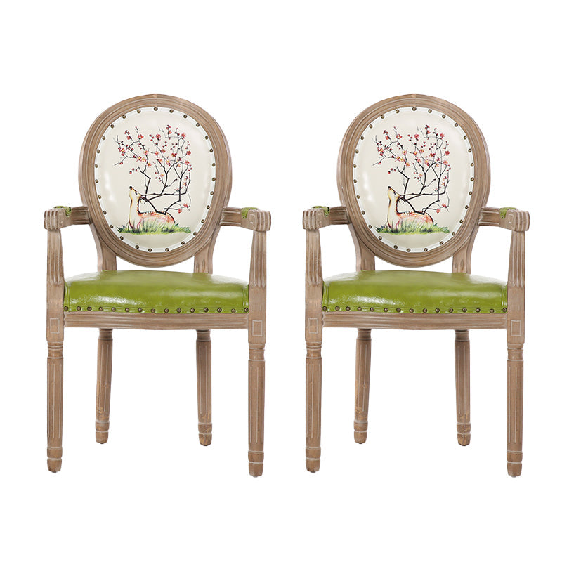 French Country Upholstered Armless Chair Home Solid Wood Dining Chair Light Green 2 Piece Set Clearhalo 'Dining Chairs' 'Dining Tables & Seating' 'dining_chair' 'furn' 'furn_dining_chair' 'Furniture' 'Kitchen & Dining Furniture' 7567755