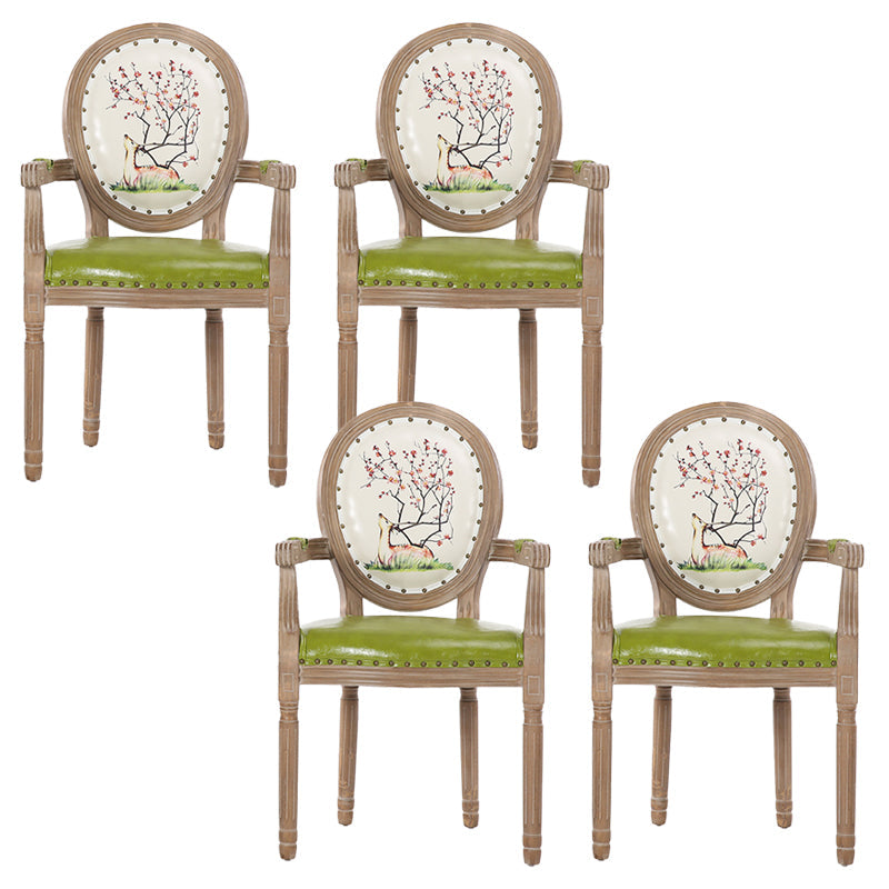 French Country Upholstered Armless Chair Home Solid Wood Dining Chair Light Green 4 Piece Set Clearhalo 'Dining Chairs' 'Dining Tables & Seating' 'dining_chair' 'furn' 'furn_dining_chair' 'Furniture' 'Kitchen & Dining Furniture' 7567756