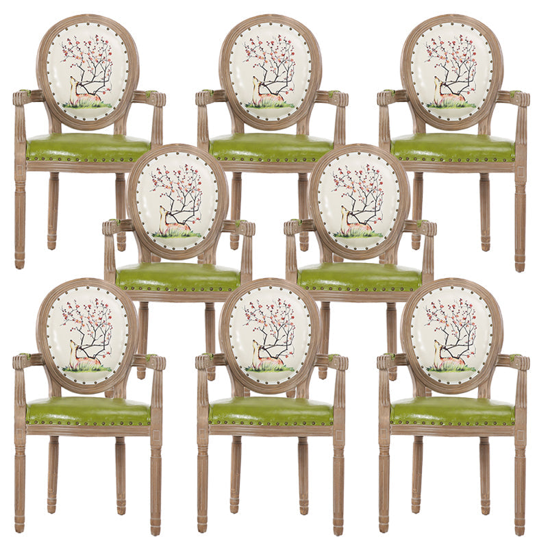 French Country Upholstered Armless Chair Home Solid Wood Dining Chair Light Green 8 Piece Set Clearhalo 'Dining Chairs' 'Dining Tables & Seating' 'dining_chair' 'furn' 'furn_dining_chair' 'Furniture' 'Kitchen & Dining Furniture' 7567758