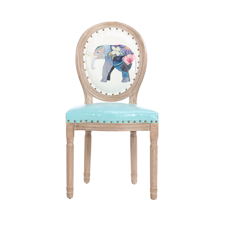 French Country Upholstered Armless Chair Home Solid Wood Dining Chair Blue 1 Piece Clearhalo 'Dining Chairs' 'Dining Tables & Seating' 'dining_chair' 'furn' 'furn_dining_chair' 'Furniture' 'Kitchen & Dining Furniture' 7567759