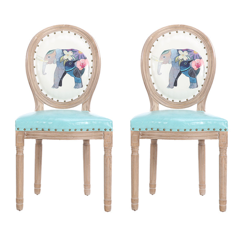 French Country Upholstered Armless Chair Home Solid Wood Dining Chair Blue 2 Piece Set Clearhalo 'Dining Chairs' 'Dining Tables & Seating' 'dining_chair' 'furn' 'furn_dining_chair' 'Furniture' 'Kitchen & Dining Furniture' 7567760
