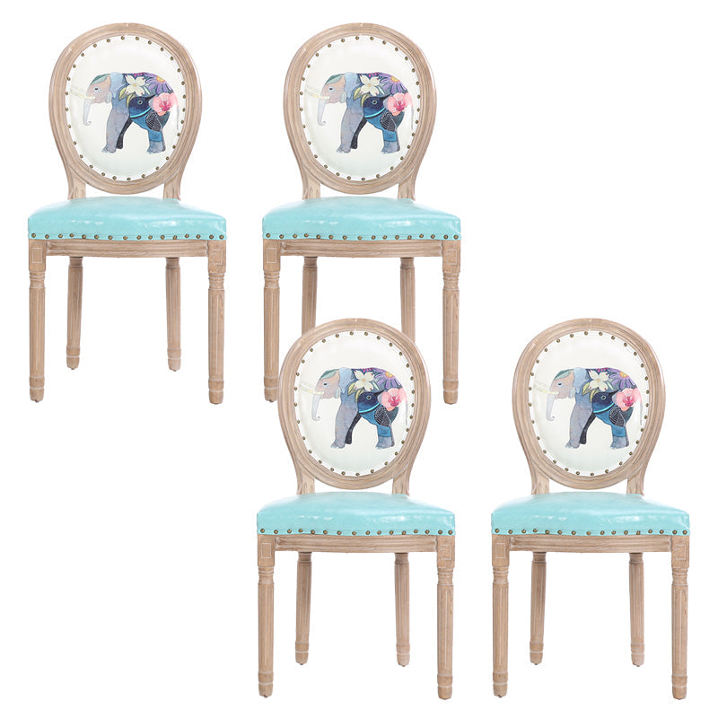 French Country Upholstered Armless Chair Home Solid Wood Dining Chair Blue 4 Piece Set Clearhalo 'Dining Chairs' 'Dining Tables & Seating' 'dining_chair' 'furn' 'furn_dining_chair' 'Furniture' 'Kitchen & Dining Furniture' 7567761