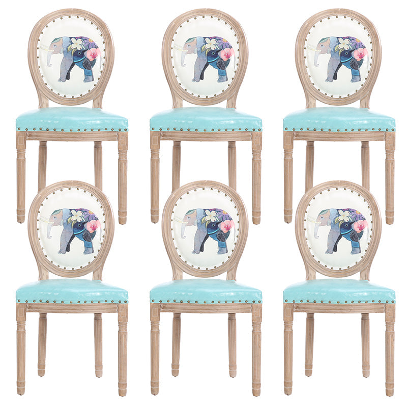 French Country Upholstered Armless Chair Home Solid Wood Dining Chair Blue 6 Piece Set Clearhalo 'Dining Chairs' 'Dining Tables & Seating' 'dining_chair' 'furn' 'furn_dining_chair' 'Furniture' 'Kitchen & Dining Furniture' 7567762