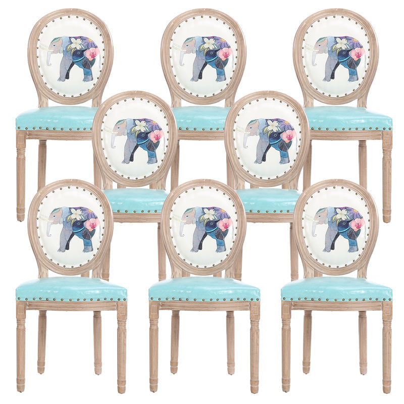 French Country Upholstered Armless Chair Home Solid Wood Dining Chair Blue 8 Piece Set Clearhalo 'Dining Chairs' 'Dining Tables & Seating' 'dining_chair' 'furn' 'furn_dining_chair' 'Furniture' 'Kitchen & Dining Furniture' 7567763