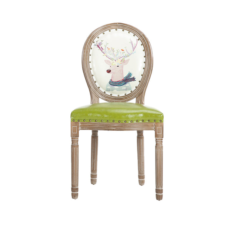 French Country Upholstered Armless Chair Home Solid Wood Dining Chair Green 1 Piece Clearhalo 'Dining Chairs' 'Dining Tables & Seating' 'dining_chair' 'furn' 'furn_dining_chair' 'Furniture' 'Kitchen & Dining Furniture' 7567764