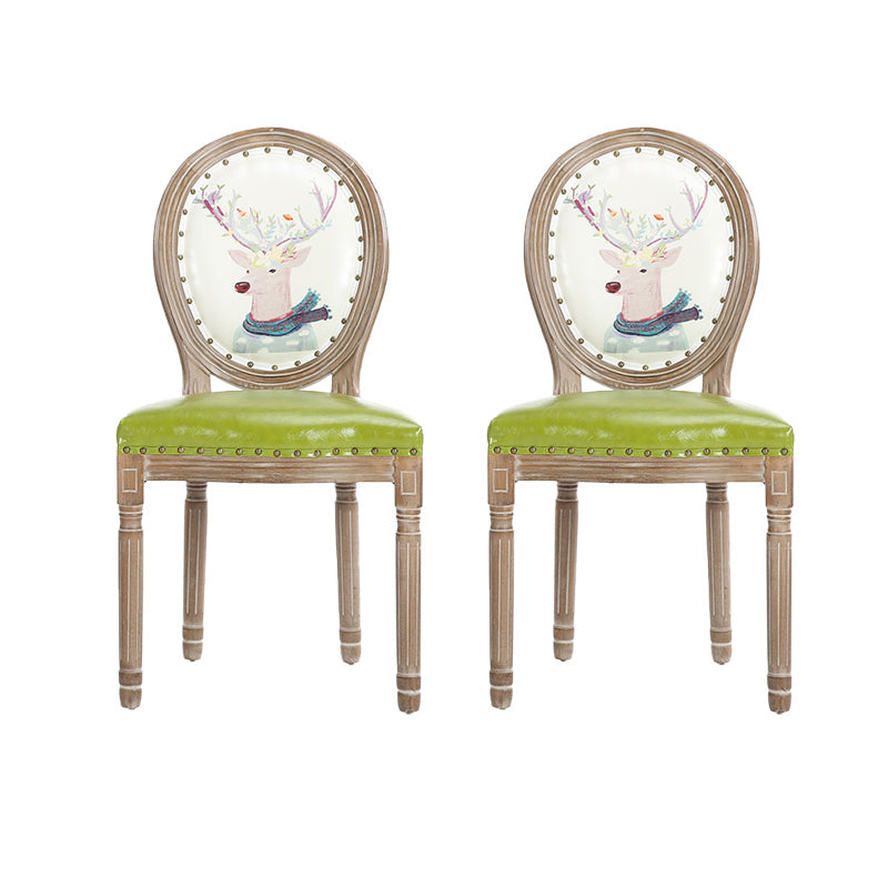 French Country Upholstered Armless Chair Home Solid Wood Dining Chair Green 2 Piece Set Clearhalo 'Dining Chairs' 'Dining Tables & Seating' 'dining_chair' 'furn' 'furn_dining_chair' 'Furniture' 'Kitchen & Dining Furniture' 7567765
