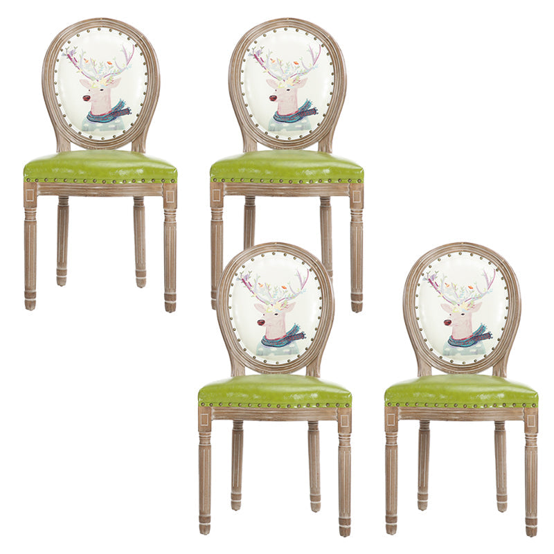 French Country Upholstered Armless Chair Home Solid Wood Dining Chair Green 4 Piece Set Clearhalo 'Dining Chairs' 'Dining Tables & Seating' 'dining_chair' 'furn' 'furn_dining_chair' 'Furniture' 'Kitchen & Dining Furniture' 7567766
