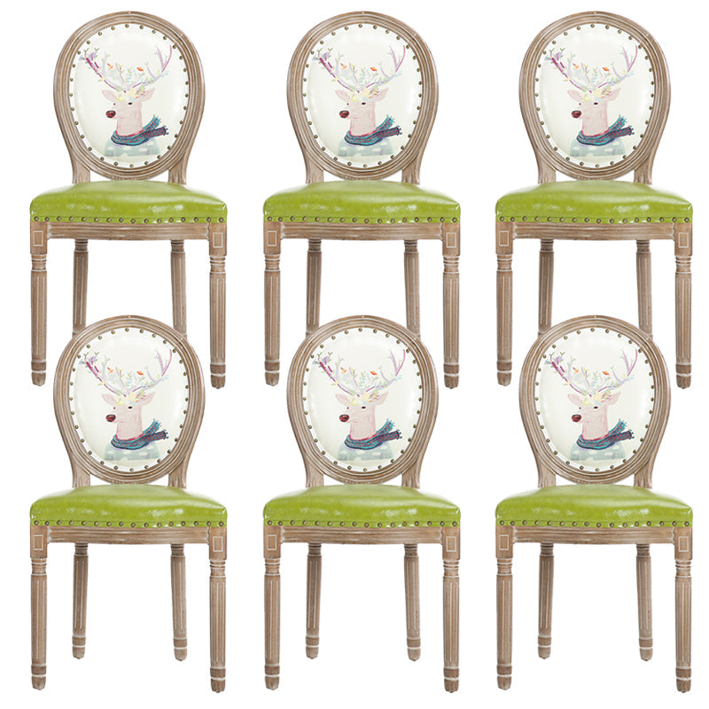 French Country Upholstered Armless Chair Home Solid Wood Dining Chair Green 6 Piece Set Clearhalo 'Dining Chairs' 'Dining Tables & Seating' 'dining_chair' 'furn' 'furn_dining_chair' 'Furniture' 'Kitchen & Dining Furniture' 7567767