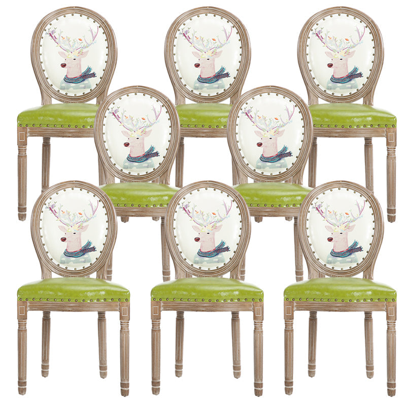 French Country Upholstered Armless Chair Home Solid Wood Dining Chair Green 8 Piece Set Clearhalo 'Dining Chairs' 'Dining Tables & Seating' 'dining_chair' 'furn' 'furn_dining_chair' 'Furniture' 'Kitchen & Dining Furniture' 7567768