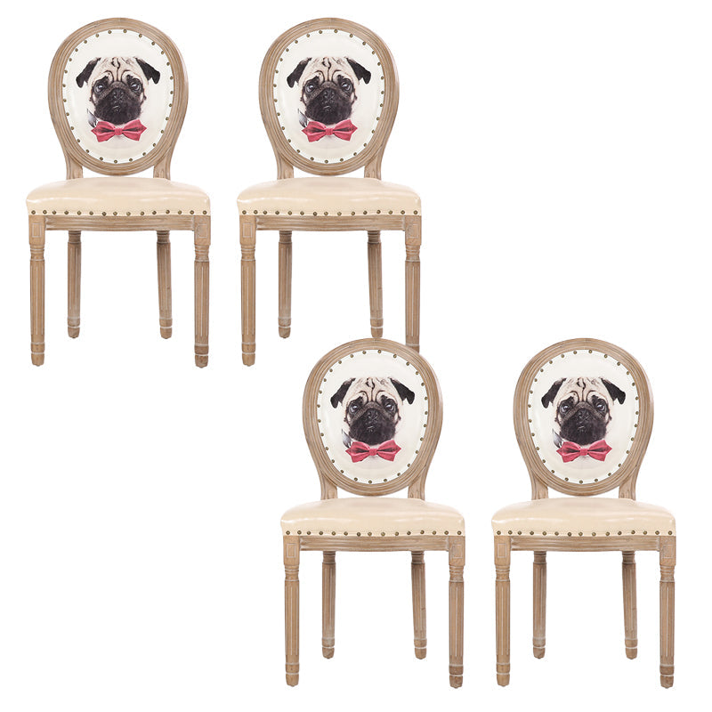 French Country Upholstered Armless Chair Home Solid Wood Dining Chair Purple 4 Piece Set Clearhalo 'Dining Chairs' 'Dining Tables & Seating' 'dining_chair' 'furn' 'furn_dining_chair' 'Furniture' 'Kitchen & Dining Furniture' 7567771