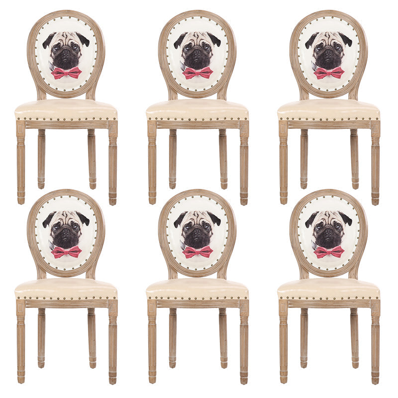 French Country Upholstered Armless Chair Home Solid Wood Dining Chair Purple 6 Piece Set Clearhalo 'Dining Chairs' 'Dining Tables & Seating' 'dining_chair' 'furn' 'furn_dining_chair' 'Furniture' 'Kitchen & Dining Furniture' 7567772