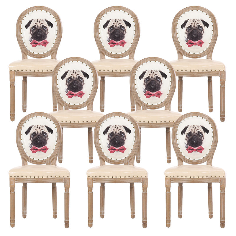 French Country Upholstered Armless Chair Home Solid Wood Dining Chair Purple 8 Piece Set Clearhalo 'Dining Chairs' 'Dining Tables & Seating' 'dining_chair' 'furn' 'furn_dining_chair' 'Furniture' 'Kitchen & Dining Furniture' 7567773