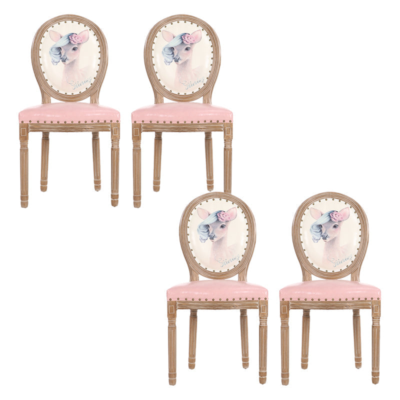 French Country Upholstered Armless Chair Home Solid Wood Dining Chair Orange 4 Piece Set Clearhalo 'Dining Chairs' 'Dining Tables & Seating' 'dining_chair' 'furn' 'furn_dining_chair' 'Furniture' 'Kitchen & Dining Furniture' 7567776