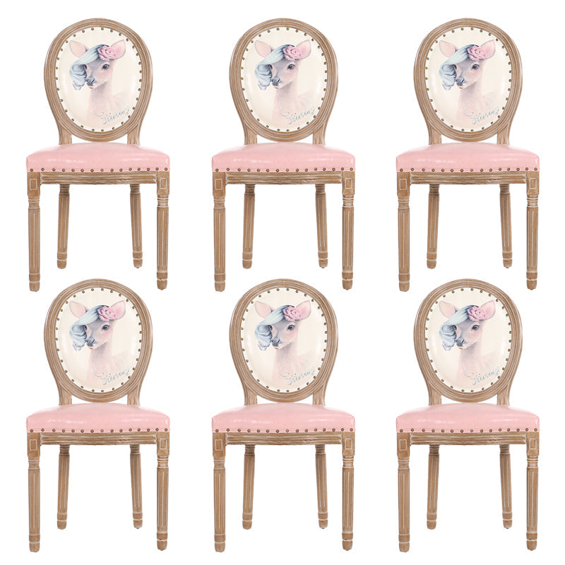 French Country Upholstered Armless Chair Home Solid Wood Dining Chair Orange 6 Piece Set Clearhalo 'Dining Chairs' 'Dining Tables & Seating' 'dining_chair' 'furn' 'furn_dining_chair' 'Furniture' 'Kitchen & Dining Furniture' 7567777