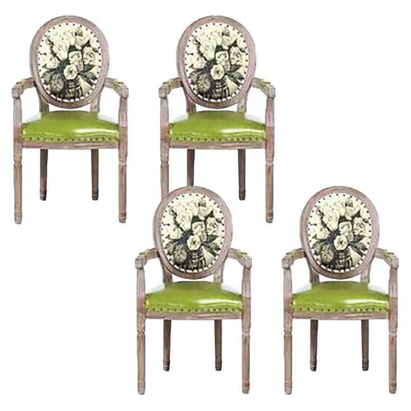French Country Upholstered Armless Chair Home Solid Wood Dining Chair Turquoise 4 Piece Set Clearhalo 'Dining Chairs' 'Dining Tables & Seating' 'dining_chair' 'furn' 'furn_dining_chair' 'Furniture' 'Kitchen & Dining Furniture' 7567781