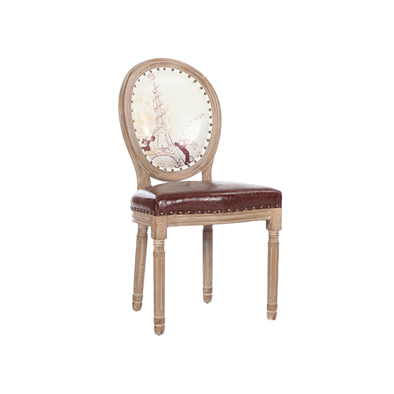 French Country Upholstered Armless Chair Home Solid Wood Dining Chair Brown White 1 Piece Clearhalo 'Dining Chairs' 'Dining Tables & Seating' 'dining_chair' 'furn' 'furn_dining_chair' 'Furniture' 'Kitchen & Dining Furniture' 7567784