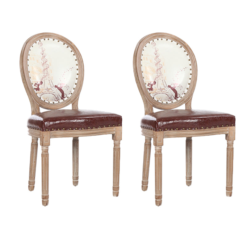 French Country Upholstered Armless Chair Home Solid Wood Dining Chair Brown White 2 Piece Set Clearhalo 'Dining Chairs' 'Dining Tables & Seating' 'dining_chair' 'furn' 'furn_dining_chair' 'Furniture' 'Kitchen & Dining Furniture' 7567785