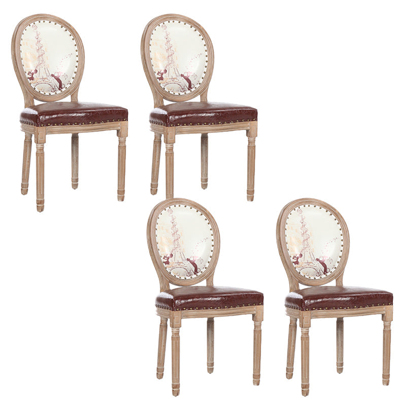 French Country Upholstered Armless Chair Home Solid Wood Dining Chair Brown White 4 Piece Set Clearhalo 'Dining Chairs' 'Dining Tables & Seating' 'dining_chair' 'furn' 'furn_dining_chair' 'Furniture' 'Kitchen & Dining Furniture' 7567786