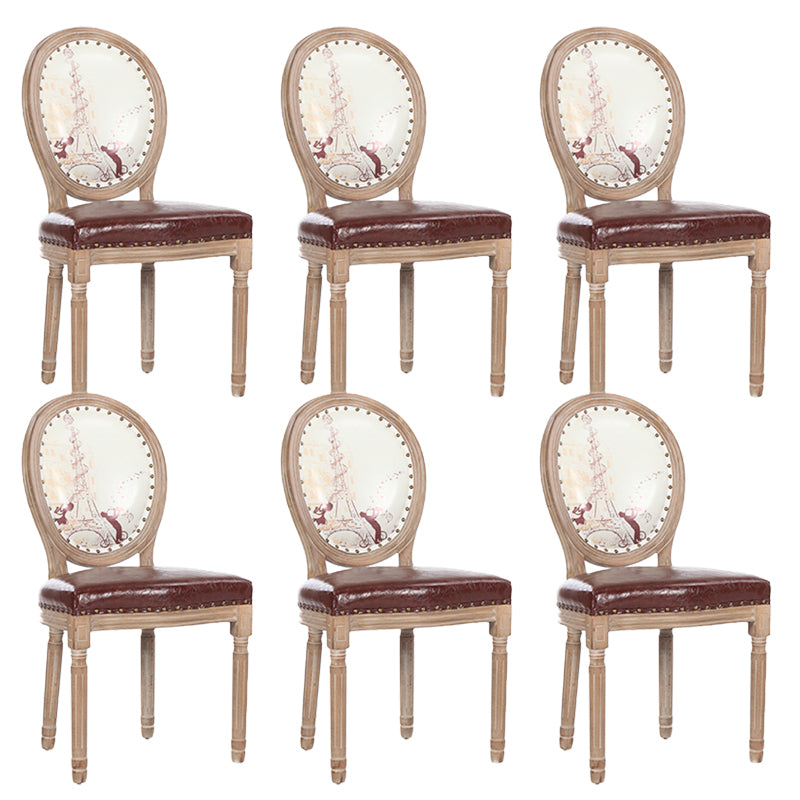 French Country Upholstered Armless Chair Home Solid Wood Dining Chair Brown White 6 Piece Set Clearhalo 'Dining Chairs' 'Dining Tables & Seating' 'dining_chair' 'furn' 'furn_dining_chair' 'Furniture' 'Kitchen & Dining Furniture' 7567787