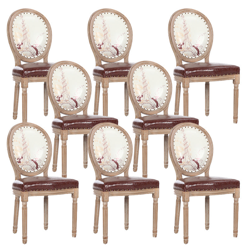 French Country Upholstered Armless Chair Home Solid Wood Dining Chair Brown White 8 Piece Set Clearhalo 'Dining Chairs' 'Dining Tables & Seating' 'dining_chair' 'furn' 'furn_dining_chair' 'Furniture' 'Kitchen & Dining Furniture' 7567788