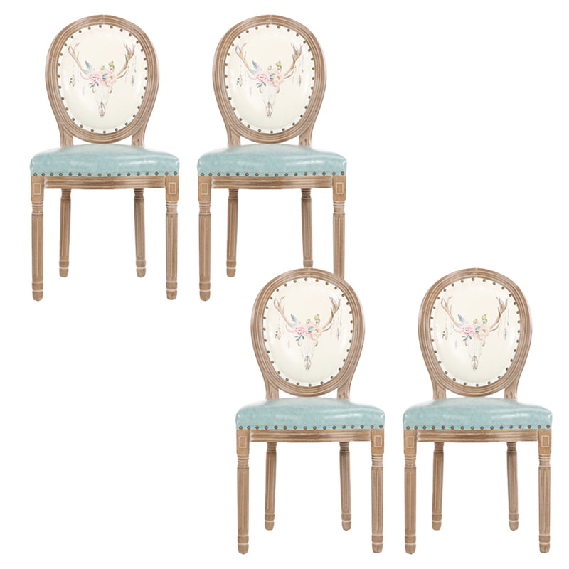 French Country Upholstered Armless Chair Home Solid Wood Dining Chair White 4 Piece Set Clearhalo 'Dining Chairs' 'Dining Tables & Seating' 'dining_chair' 'furn' 'furn_dining_chair' 'Furniture' 'Kitchen & Dining Furniture' 7567796