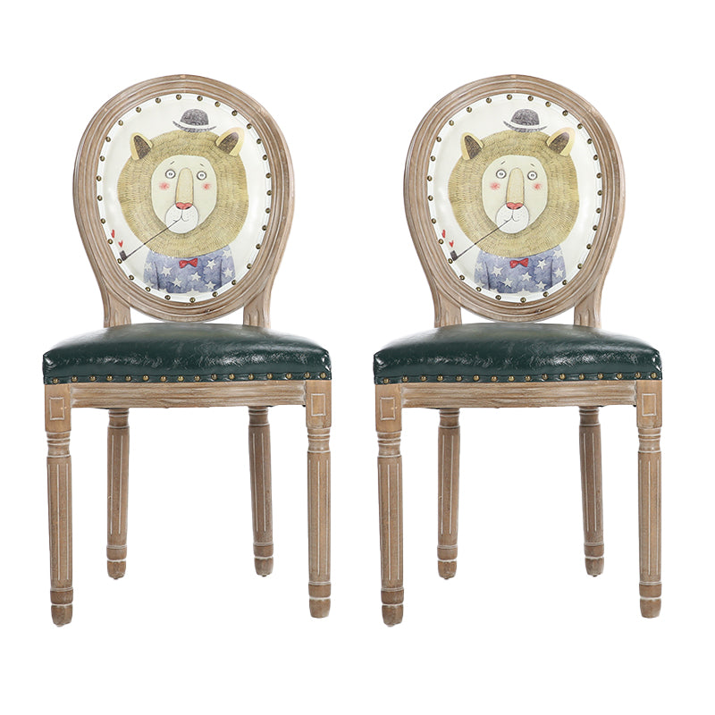 French Country Upholstered Armless Chair Home Solid Wood Dining Chair Beige 2 Piece Set Clearhalo 'Dining Chairs' 'Dining Tables & Seating' 'dining_chair' 'furn' 'furn_dining_chair' 'Furniture' 'Kitchen & Dining Furniture' 7567800