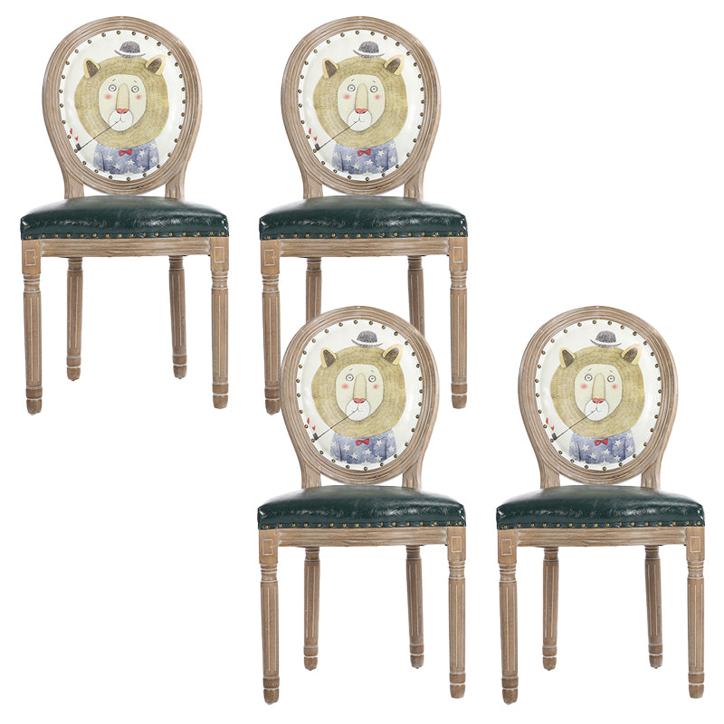 French Country Upholstered Armless Chair Home Solid Wood Dining Chair Beige 4 Piece Set Clearhalo 'Dining Chairs' 'Dining Tables & Seating' 'dining_chair' 'furn' 'furn_dining_chair' 'Furniture' 'Kitchen & Dining Furniture' 7567801