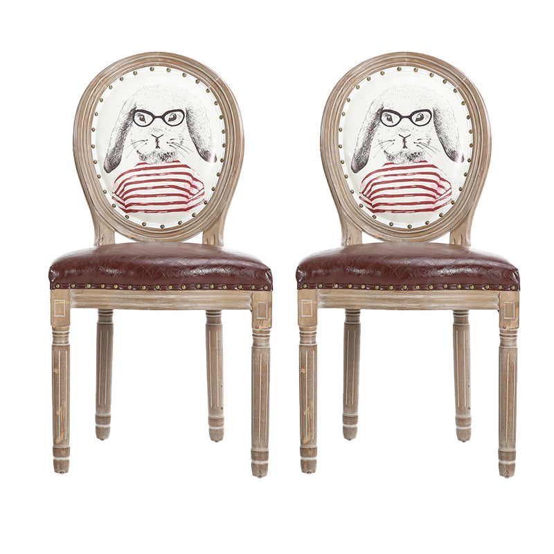 French Country Upholstered Armless Chair Home Solid Wood Dining Chair Ivory 2 Piece Set Clearhalo 'Dining Chairs' 'Dining Tables & Seating' 'dining_chair' 'furn' 'furn_dining_chair' 'Furniture' 'Kitchen & Dining Furniture' 7567805