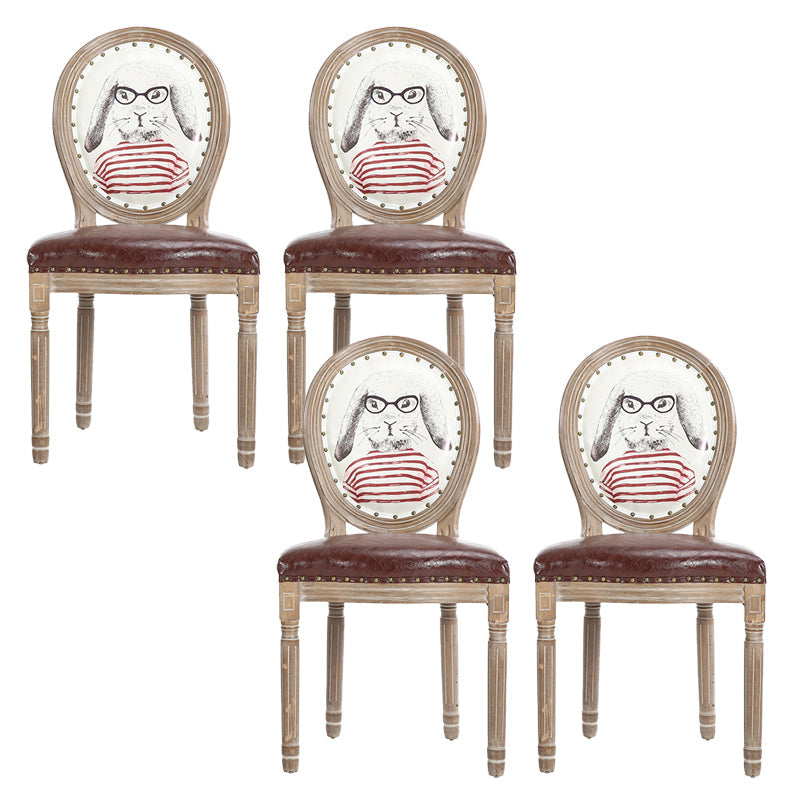 French Country Upholstered Armless Chair Home Solid Wood Dining Chair Ivory 4 Piece Set Clearhalo 'Dining Chairs' 'Dining Tables & Seating' 'dining_chair' 'furn' 'furn_dining_chair' 'Furniture' 'Kitchen & Dining Furniture' 7567806