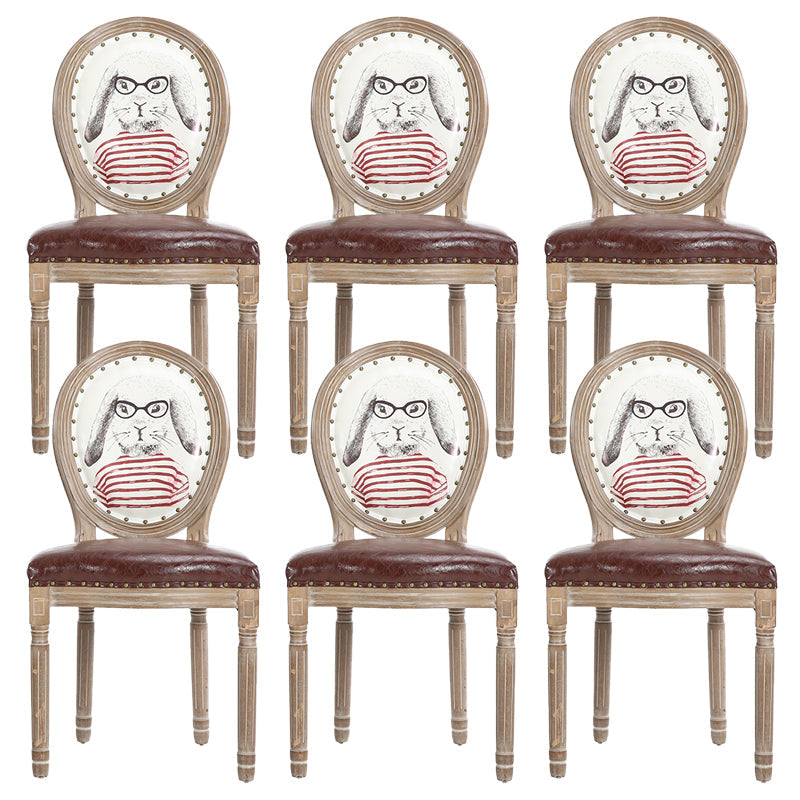 French Country Upholstered Armless Chair Home Solid Wood Dining Chair Ivory 6 Piece Set Clearhalo 'Dining Chairs' 'Dining Tables & Seating' 'dining_chair' 'furn' 'furn_dining_chair' 'Furniture' 'Kitchen & Dining Furniture' 7567807