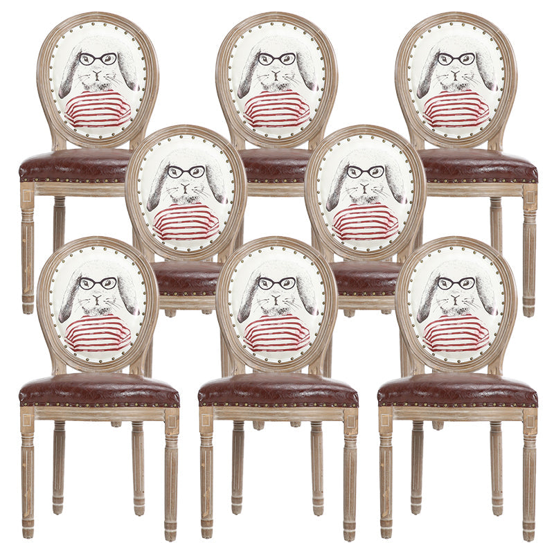 French Country Upholstered Armless Chair Home Solid Wood Dining Chair Ivory 8 Piece Set Clearhalo 'Dining Chairs' 'Dining Tables & Seating' 'dining_chair' 'furn' 'furn_dining_chair' 'Furniture' 'Kitchen & Dining Furniture' 7567808