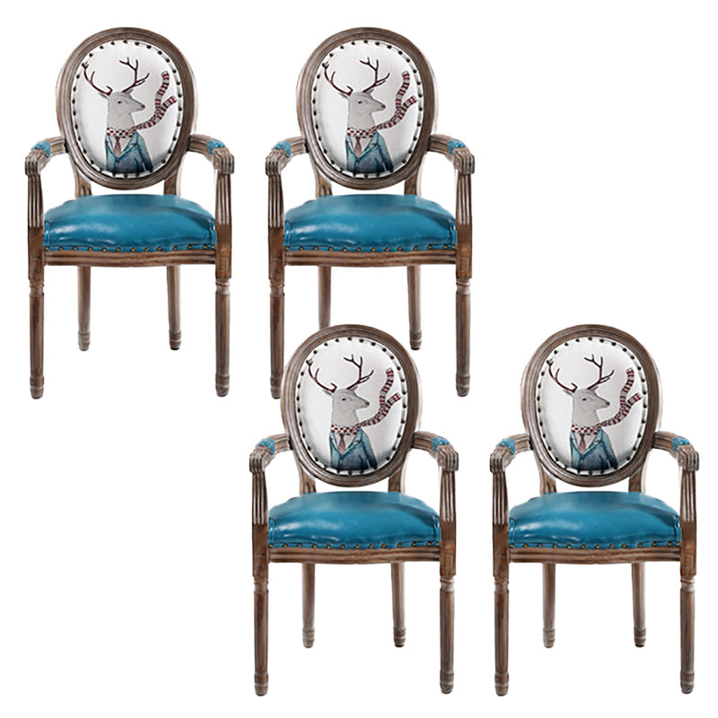 French Country Upholstered Armless Chair Home Solid Wood Dining Chair Light Blue 4 Piece Set Clearhalo 'Dining Chairs' 'Dining Tables & Seating' 'dining_chair' 'furn' 'furn_dining_chair' 'Furniture' 'Kitchen & Dining Furniture' 7567811