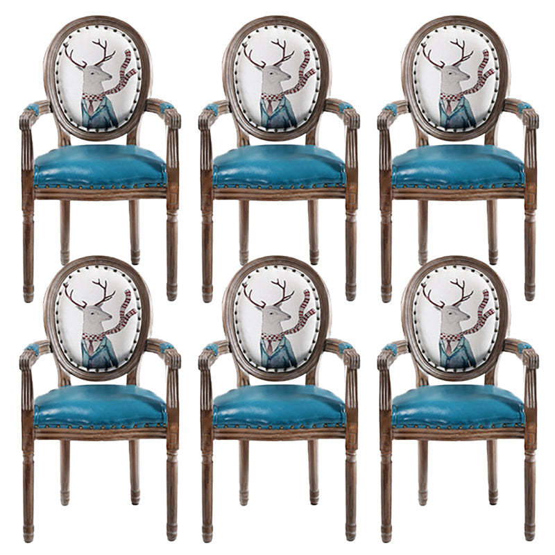 French Country Upholstered Armless Chair Home Solid Wood Dining Chair Light Blue 6 Piece Set Clearhalo 'Dining Chairs' 'Dining Tables & Seating' 'dining_chair' 'furn' 'furn_dining_chair' 'Furniture' 'Kitchen & Dining Furniture' 7567812