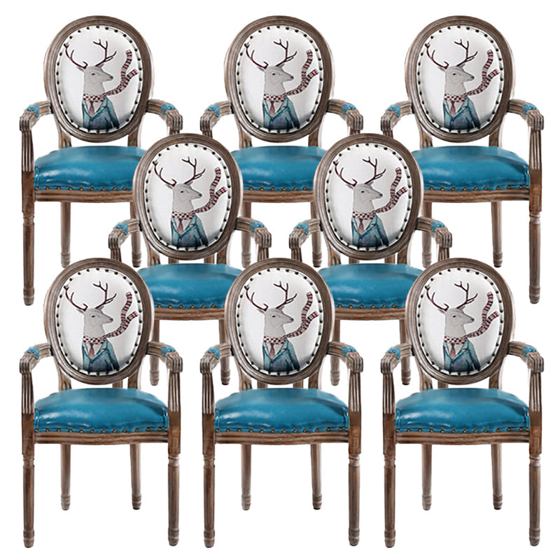 French Country Upholstered Armless Chair Home Solid Wood Dining Chair Light Blue 8 Piece Set Clearhalo 'Dining Chairs' 'Dining Tables & Seating' 'dining_chair' 'furn' 'furn_dining_chair' 'Furniture' 'Kitchen & Dining Furniture' 7567813