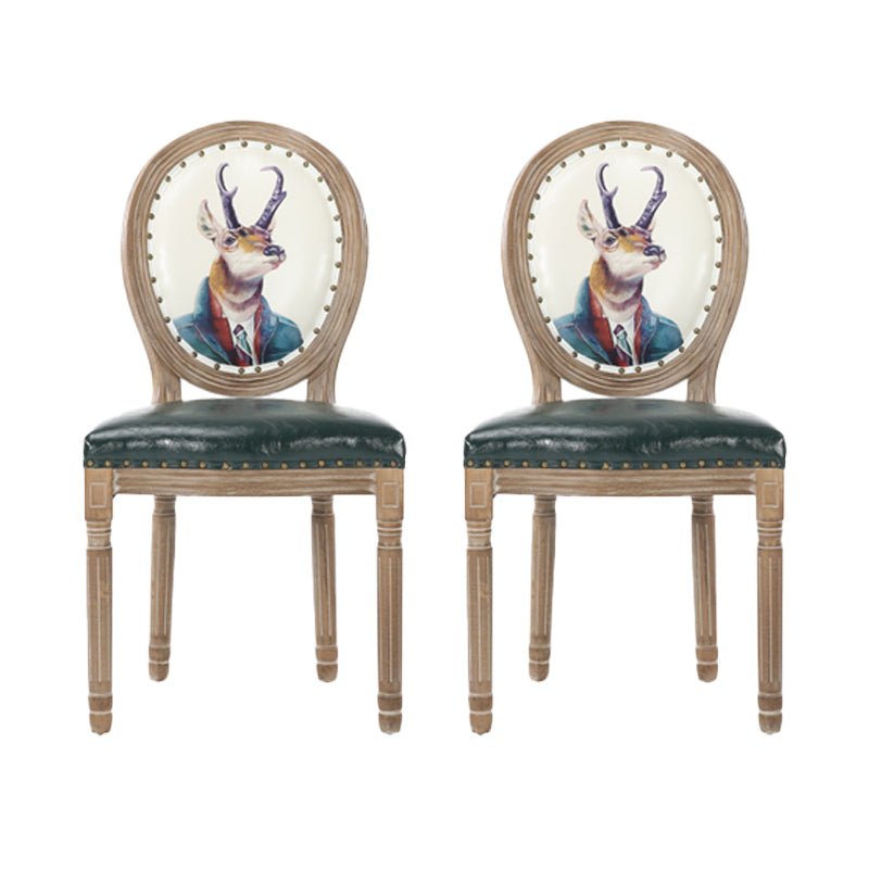 French Country Upholstered Armless Chair Home Solid Wood Dining Chair Lake Green 2 Piece Set Clearhalo 'Dining Chairs' 'Dining Tables & Seating' 'dining_chair' 'furn' 'furn_dining_chair' 'Furniture' 'Kitchen & Dining Furniture' 7567815