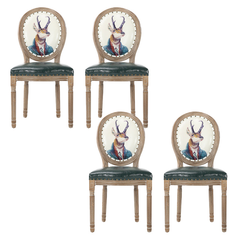 French Country Upholstered Armless Chair Home Solid Wood Dining Chair Lake Green 4 Piece Set Clearhalo 'Dining Chairs' 'Dining Tables & Seating' 'dining_chair' 'furn' 'furn_dining_chair' 'Furniture' 'Kitchen & Dining Furniture' 7567816