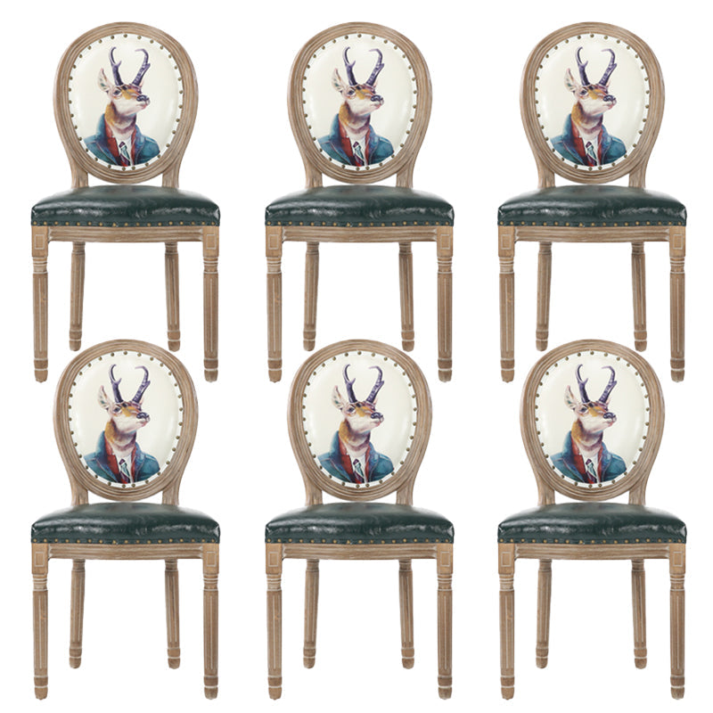 French Country Upholstered Armless Chair Home Solid Wood Dining Chair Lake Green 6 Piece Set Clearhalo 'Dining Chairs' 'Dining Tables & Seating' 'dining_chair' 'furn' 'furn_dining_chair' 'Furniture' 'Kitchen & Dining Furniture' 7567817
